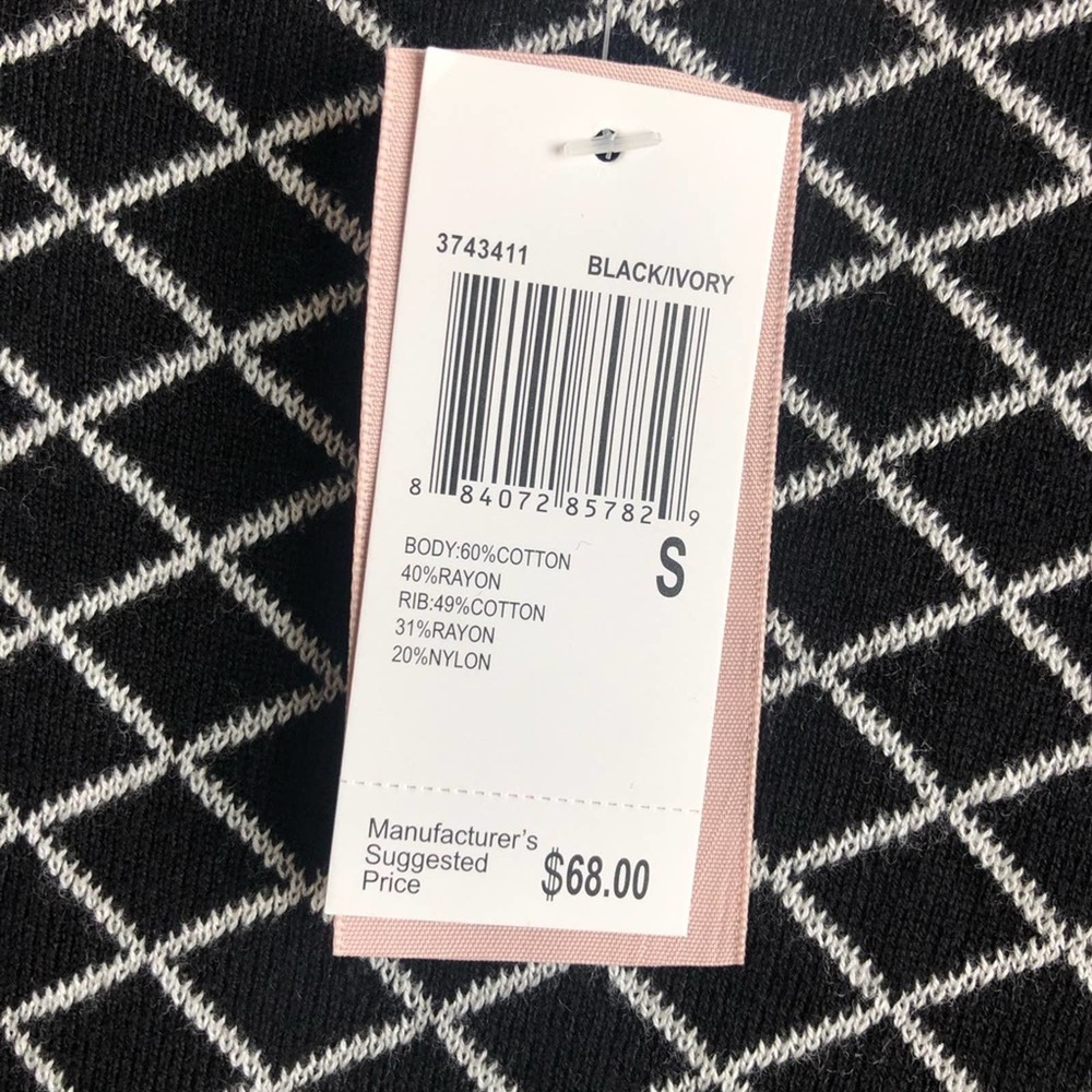NWT Philosophy diamond pattern sweater black ivory - Picture 3 of 6